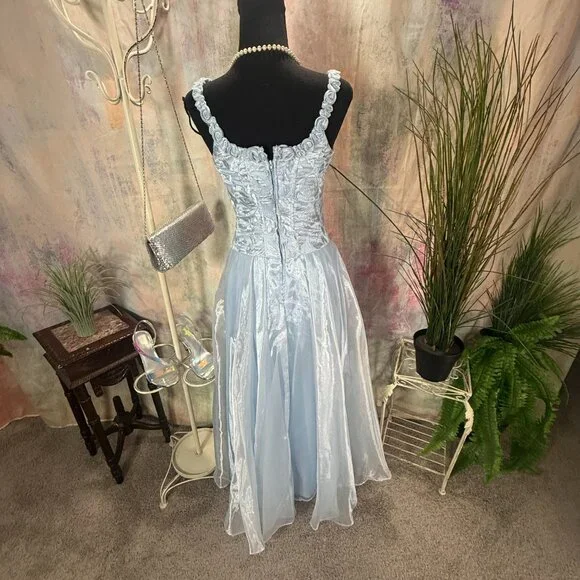 VTG📌 Aspeed Iridescent Organza 90s Fitted Corset-Style Bodice Prom Formal Gown - Picture 3 of 16